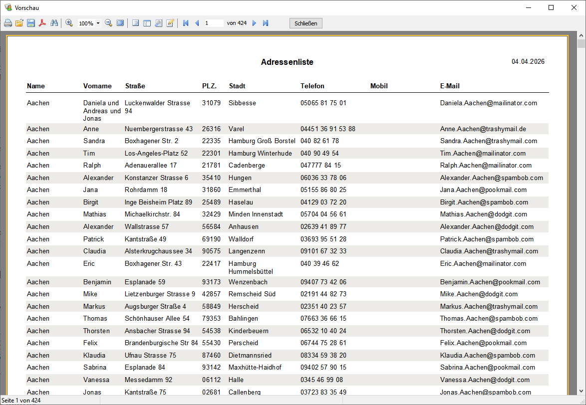 Druckreport Vorschau