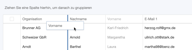 Spalten verschieben