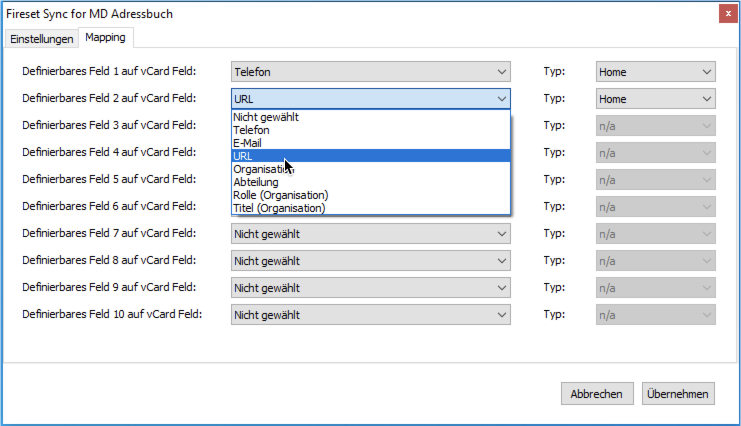 Fireset Sync Mappings