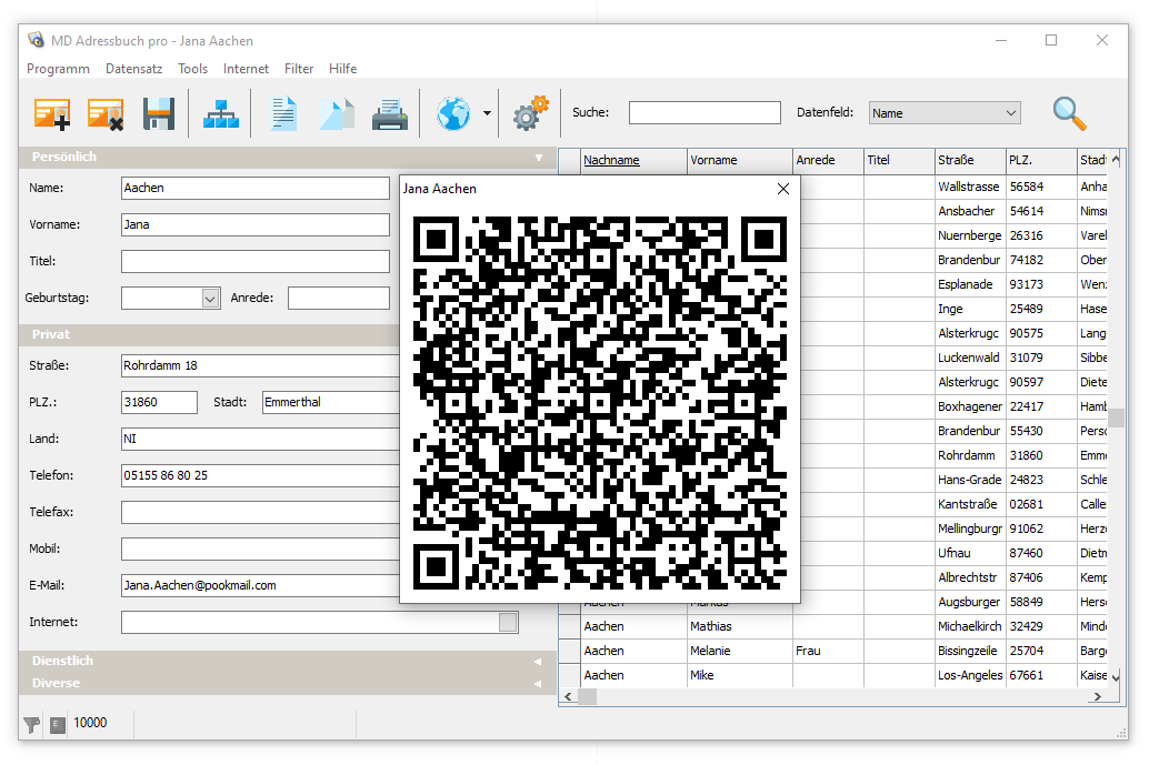 Schnellexport per QR-Code